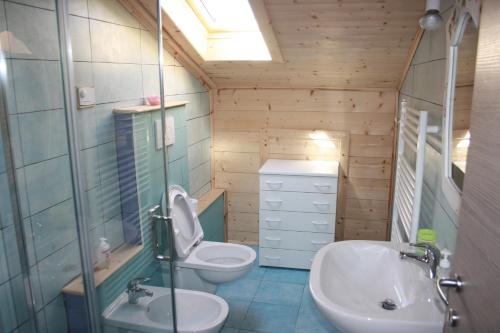 a bathroom with a toilet and a sink at Albergo Diffuso Faller in Faller
