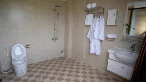 a bathroom with a toilet and a sink at Gia Lam Villa Hoi An in Hoi An