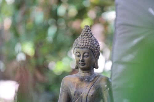 a statue of a buddha with a hat on its head at Tikay Suite Hotel in Copiapó