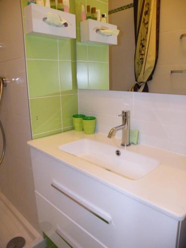 a bathroom with a sink and a mirror at Chambre d'hôtes - Garibaldi in Lyon