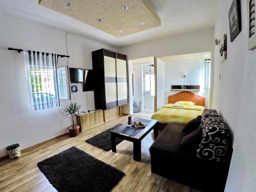 a living room with a couch and a bed at Studio Jegdic in Trebinje