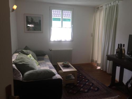 a living room with a couch and a window at Am Bungert in Mayschoß