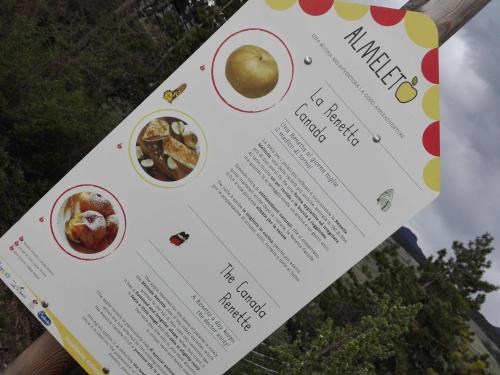 a sign on a pole with food on it at NonSoloMele in Romallo