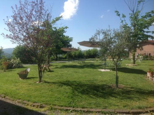 a park with trees and umbrellas on the grass at Agriturismo Ca' di Mazza in Monzuno
