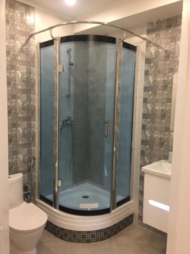 カリーニングラードにあるApartment on ulitsa Yuriya Gagarina 16 Vのバスルーム(シャワー、トイレ付)