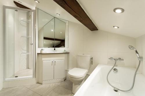 a bathroom with a shower and a toilet and a sink at Apartment Vila 1 in Chamonix-Mont-Blanc