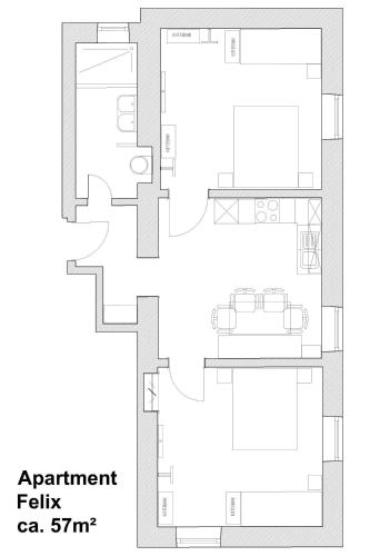 a floor plan of the apartment facility ca at Candussi-Apartments in Pörtschach am Wörthersee