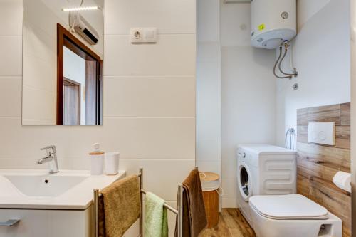 un bagno con un water bianco e un lavandino di Apartman Tika (2+2)*** a Pola (Pula)