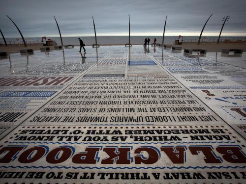 a view of a beach with a large floor of newspaper at The Windsor Carlton in Blackpool