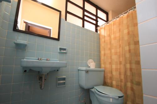 a bathroom with a toilet and a sink at Hotel San Martin in San Crist&oacute;bal de Las Casas
