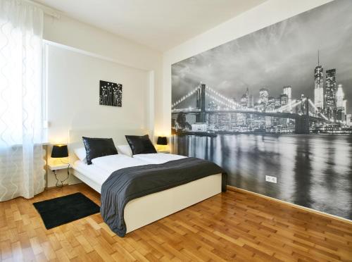 Кровать или кровати в номере Stars of Zagreb Apartments