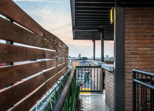 a view from the balcony of a building at Hotel Casa Aurora in Querétaro