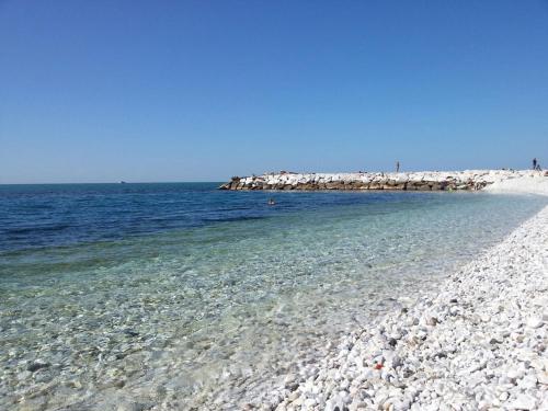 a beach with a rocky shore and the ocean at Il Pescatore in Marina di Pisa