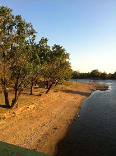 a beach with trees and water on a sunny day at Executive Inn & Suites Sacramento in Sacramento