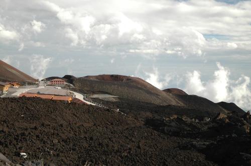a view of a mountain with a town on it at B&B Villa Grazia in Pagliara