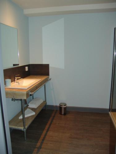 a bathroom with a sink and a mirror at Brabander Alm in Biberwier