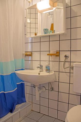 a bathroom with a sink and a toilet at Apartments Jadranovo in Jadranovo