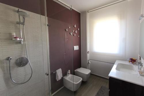 a bathroom with a shower and a toilet and a sink at La Casa Di Cele in Desenzano del Garda