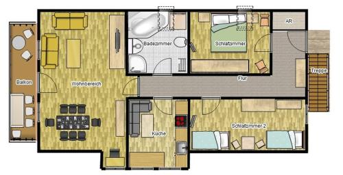 a floor plan of a house at Ferienwohnung Landsbergblick in Walldorf