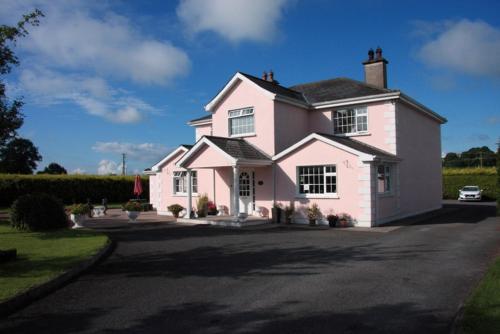 a pink house with a driveway in front of it at Tir Na Nog B&B in Cashel