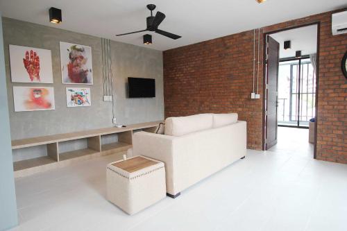 TV tai viihdekeskus majoituspaikassa Unique Loft Apartment