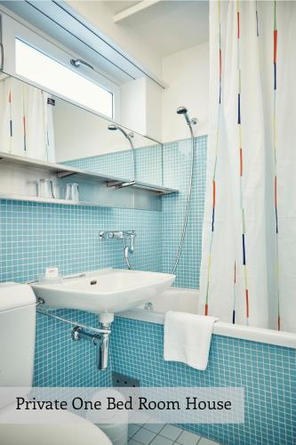 a bathroom with a sink and a toilet and a mirror at Private Holiday Homes by Solaria in Davos