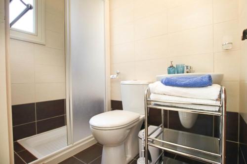 un bagno con wc e doccia di Casa Di Kappari a Protaras