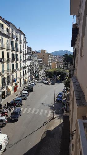 a view of a city street with cars parked at B&B Verdi in Salerno