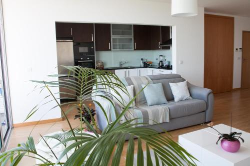 a living room with a couch and a table at Alto das Marinhas in Aveiro