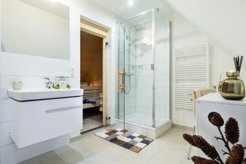 Ένα μπάνιο στο Ferienhaus Greta