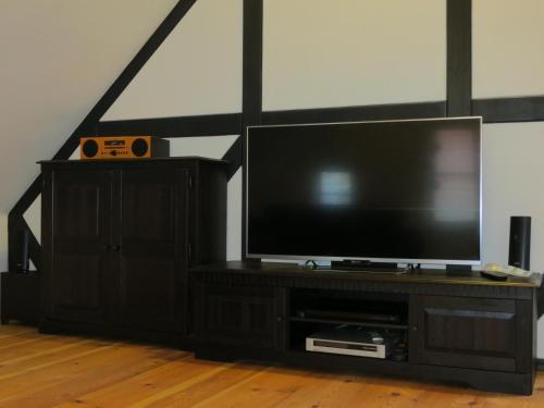 TV a/nebo společenská místnost v ubytování Fischerhaus am See