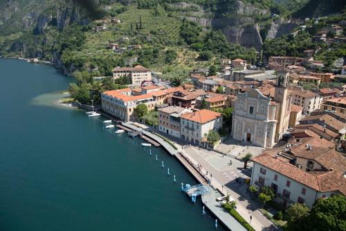 an aerial view of a town next to a river at Casatragliulivi in Marone