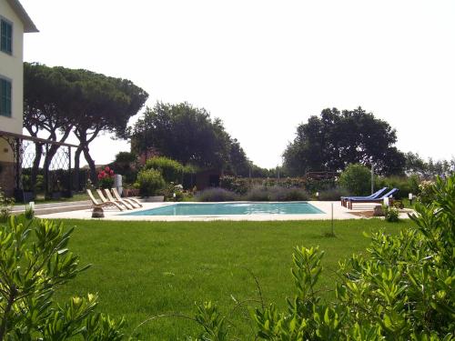 a swimming pool in the middle of a green lawn at Casale Sant'Angelo in Capalbio