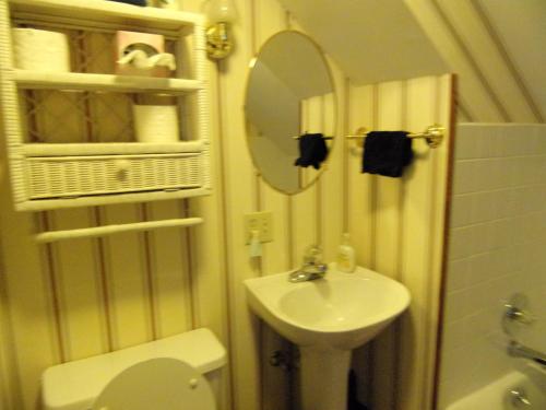 uma casa de banho com um lavatório, um WC e um espelho. em Country Diamond em Sidney