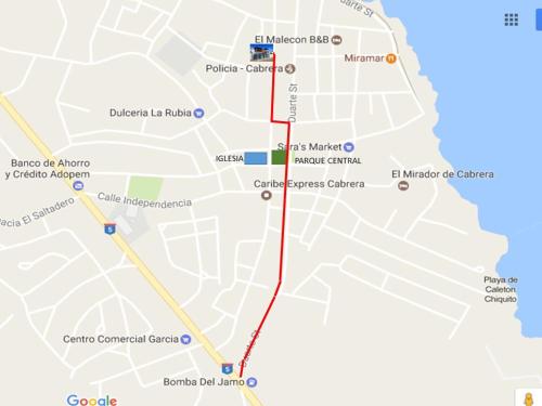 a map of a subway line with a red at Blue Acuarela in Cabrera
