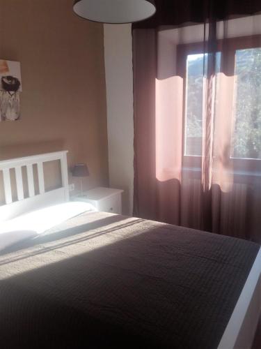 a bedroom with a bed and a window at Casa Bine in Tremosine Sul Garda