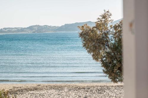 a view of the ocean from a beach at Thomais Studios in Naxos Chora