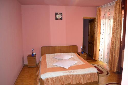 Giường trong phòng chung tại Pensiunea Soreanca