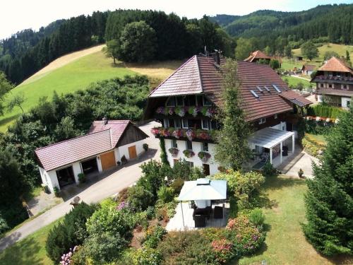 an aerial view of a house with a garden at Haus Schneider in Gutach