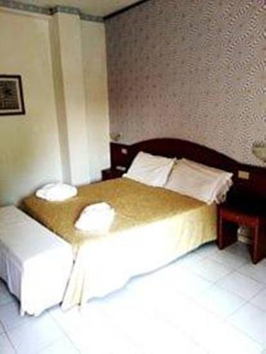 a hotel room with a bed with two pillows at Villa Dei Principi Hotel in Terracina