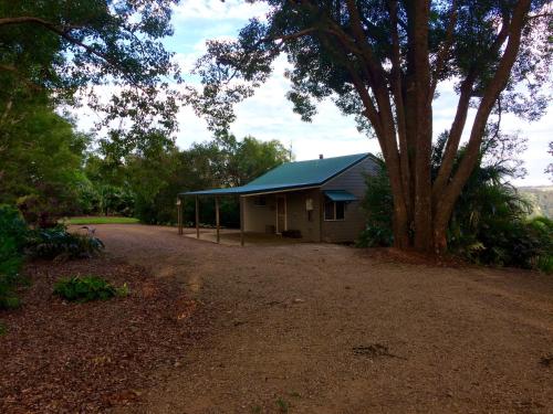 a small house with a tree in front of it at Maleny Luxury Cottages in Maleny