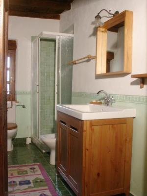 a bathroom with a sink and a shower and a toilet at Castello di Grillano Guest House in Ovada