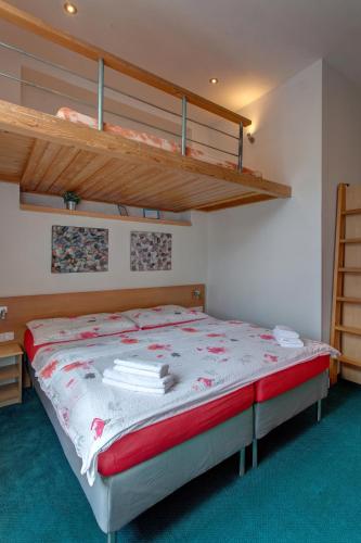 a bedroom with a bed with a loft bed at Penzion U Vlka in České Budějovice