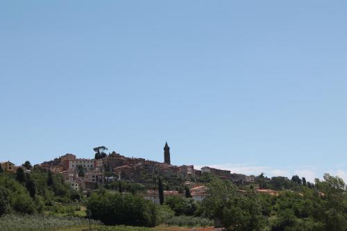 a town on top of a hill with trees at Hotel Portavaldera in Peccioli