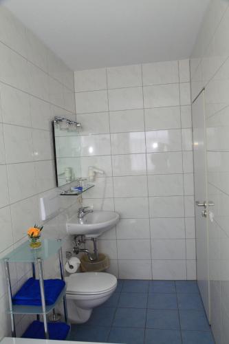 a bathroom with a toilet and a sink at Hotel Christine in Füssen