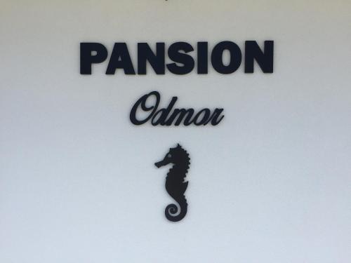 a logo for a company with a black seahorse at Rooms & Pansion Odmor in Rovanjska