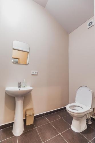 a bathroom with a toilet and a sink at Apartments near Deribasovskaya in Odesa