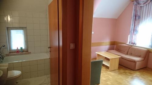 Koupelna v ubytování Penzion Zeleni Kakadu