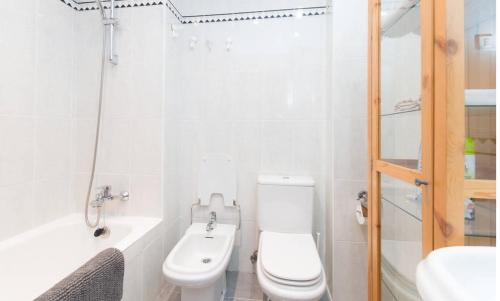 ビルバオにあるApartamento Artekaleの白いバスルーム(トイレ、シンク付)