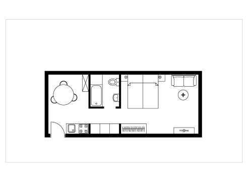 a floor plan of a small apartment illustration at Apartment Bünda in Davos